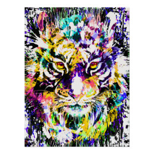 Hermoso Poster de tigre brillante - Tigre colorido