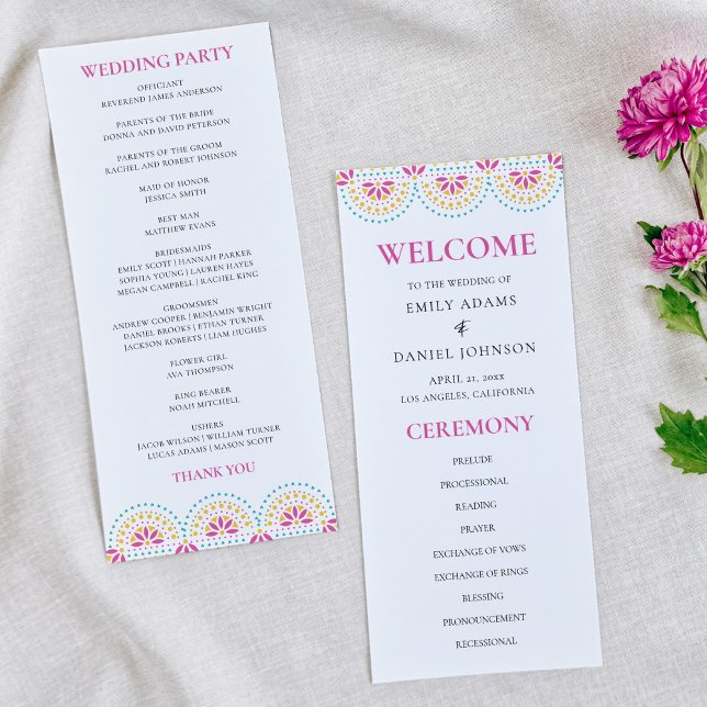 Hermoso Programa de Bodas Mexicanas Papel Picado (Subido por el creador)