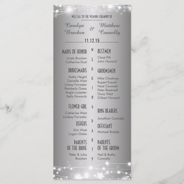 Hermoso programa de Bodas Plateadas de Estrellas L (Anverso)