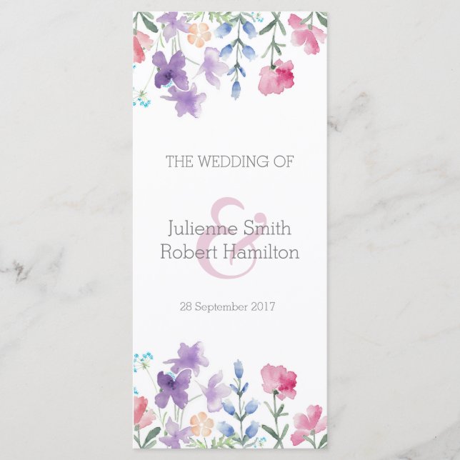 Hermoso programa de ceremonias de Boda floral (Anverso)