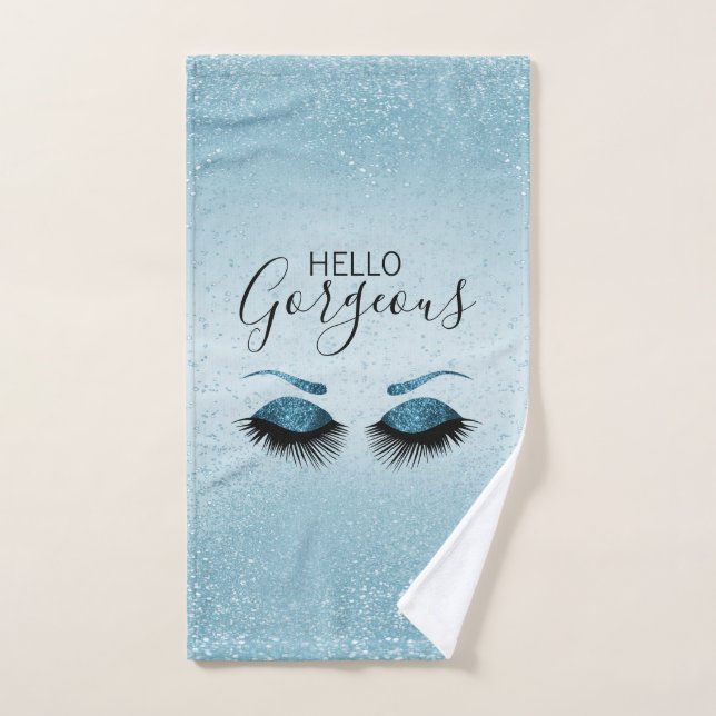 Hermoso Purpurina azul Eyelash (Toalla de mano)