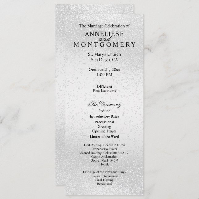 Hermoso Purpurina blanco - Programa (Anverso / Reverso)