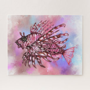 Hermoso Puzzle Lionfish Natación