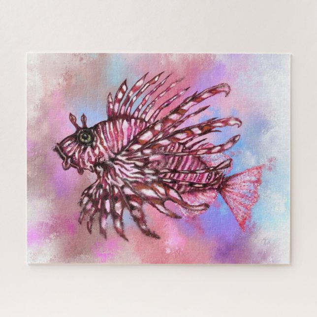 Hermoso Puzzle Lionfish Natación (Horizontal)