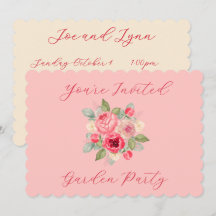 Hermoso ramo de rosas pintadas de rosa Invitación