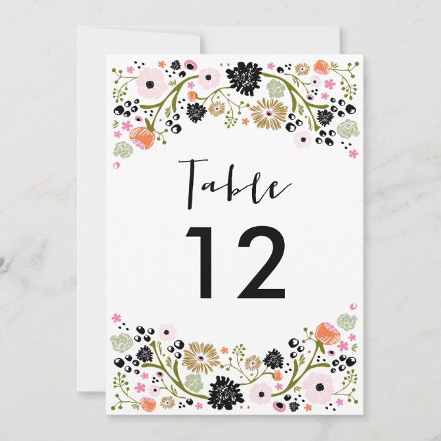 Hermoso Ramo Invitación Número de Mesa de Boda (Anverso)