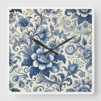 Hermoso reloj de flores azules