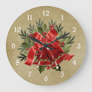Hermoso reloj de pared de campanas rojas de Navida