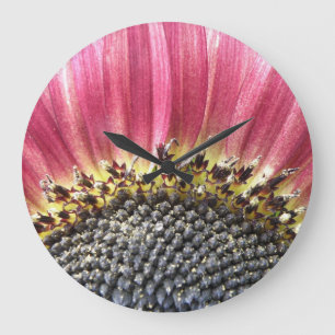 Hermoso Reloj De Pared De Girasol Rosa