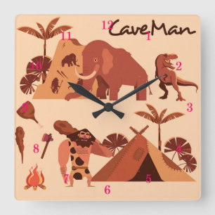 Hermoso reloj de pared de imágenes de Cave Man