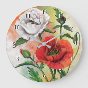 Hermoso Reloj de pared de lapiceros blancos rojos