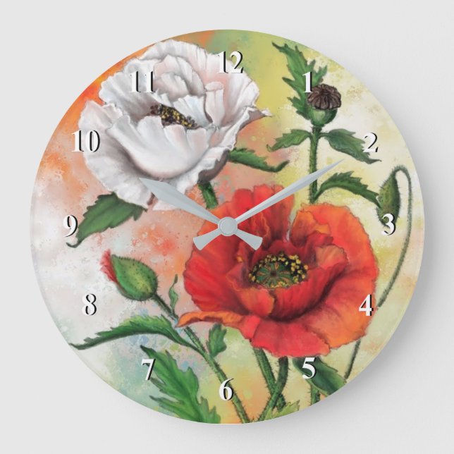 Hermoso Reloj de pared de lapiceros blancos rojos  (Anverso)