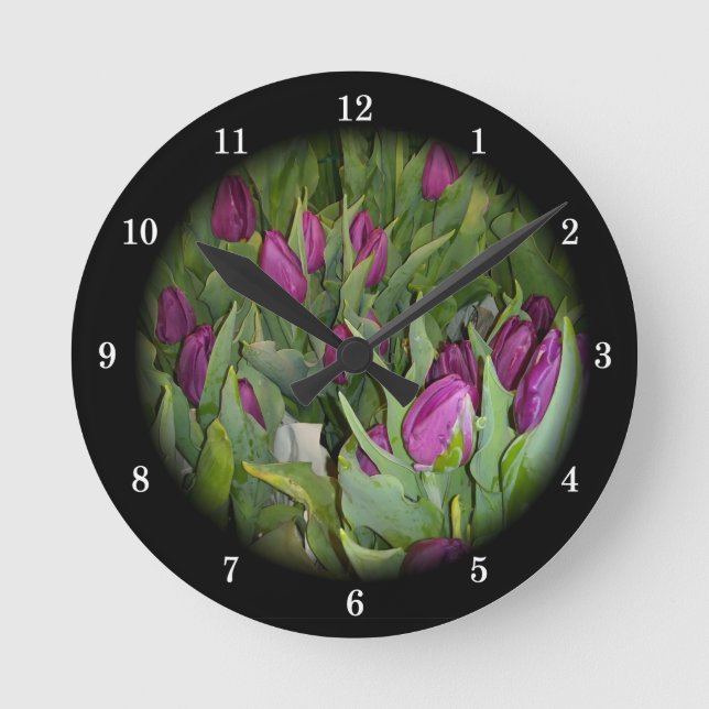 Hermoso Reloj de pared de tulipanes (Anverso)