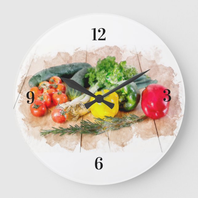 Hermoso reloj de pared - Vegetales Frescos de colo (Anverso)