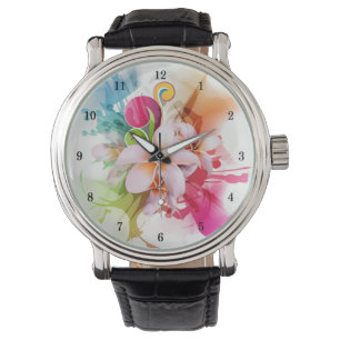 Hermoso reloj de pulsera floral