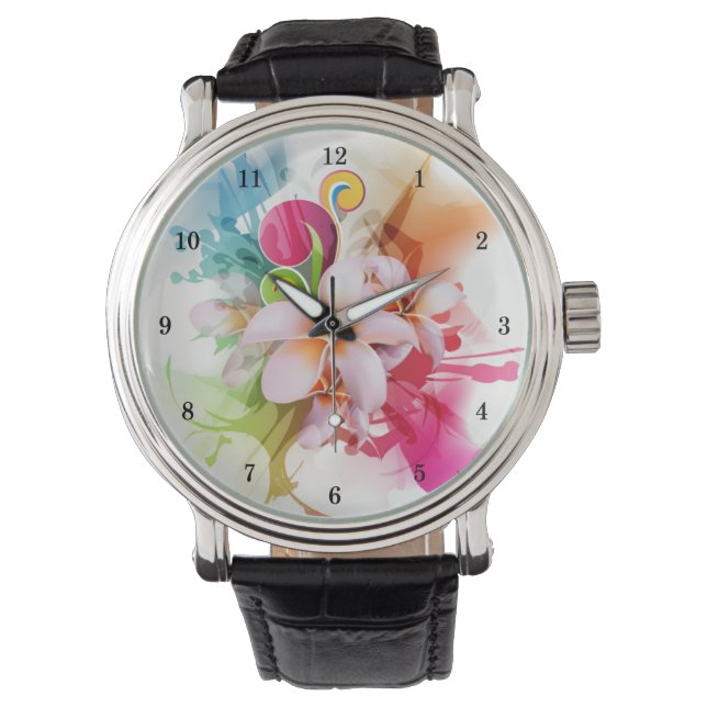 Hermoso reloj de pulsera floral (Anverso)