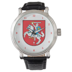 Hermoso reloj lituano de pulsera de escudo de arma