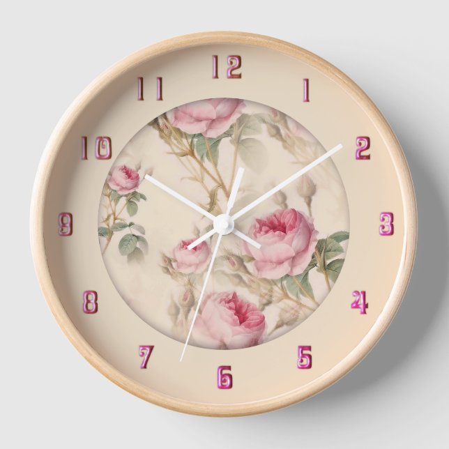 Hermoso Reloj Vintage Floral Doce Numerales (Anverso)
