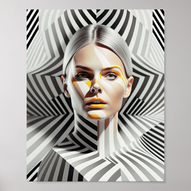 Hermoso Retrato De Arte Femenino Blanco Y Negro (Frente)