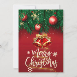 Hermoso Rojo Dorado Saludo de Feliz Navidad