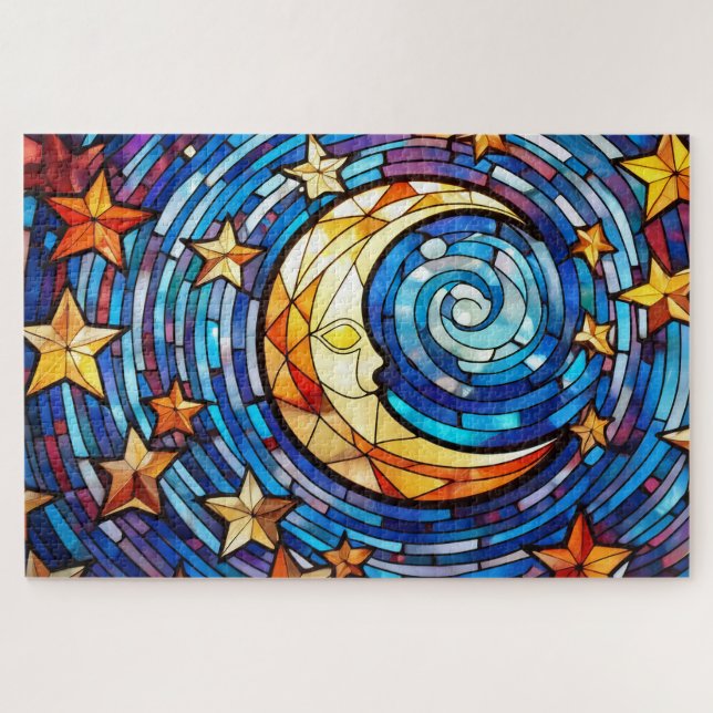 Hermoso rompecabezas de arte de vidrio con manchas (Horizontal)