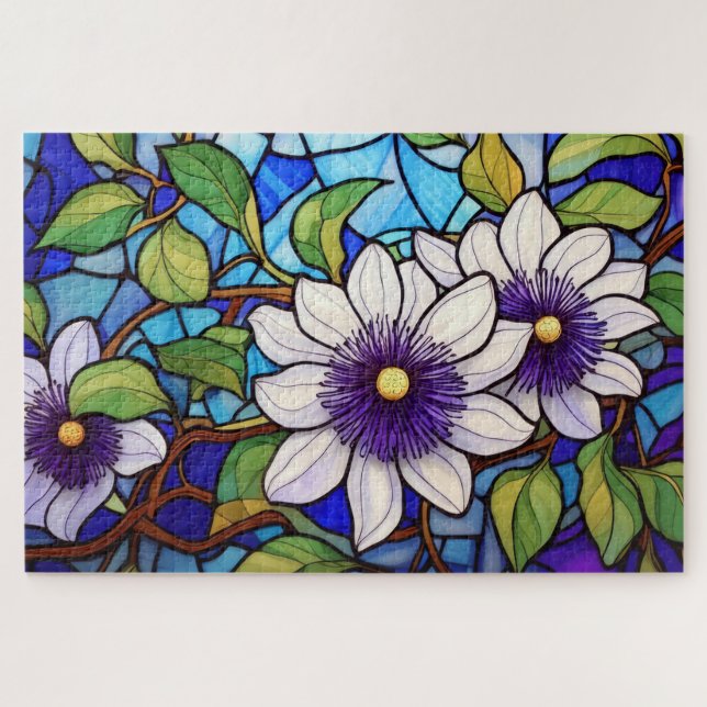 Hermoso rompecabezas de arte de vidrio con manchas (Horizontal)