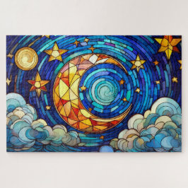 Hermoso rompecabezas de arte de vidrio con manchas