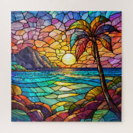 Hermoso rompecabezas de arte de vidrio con manchas