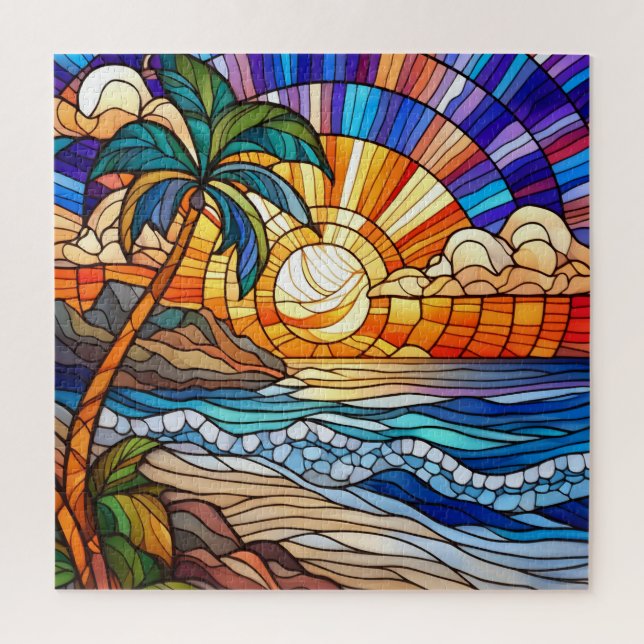 Hermoso rompecabezas de arte de vidrio con manchas (Vertical)