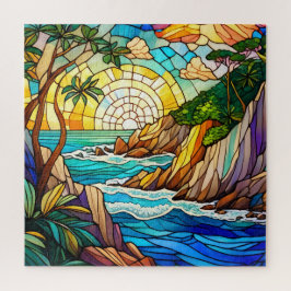 Hermoso rompecabezas de arte de vidrio con manchas