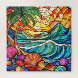 Hermoso rompecabezas de arte de vidrio con manchas