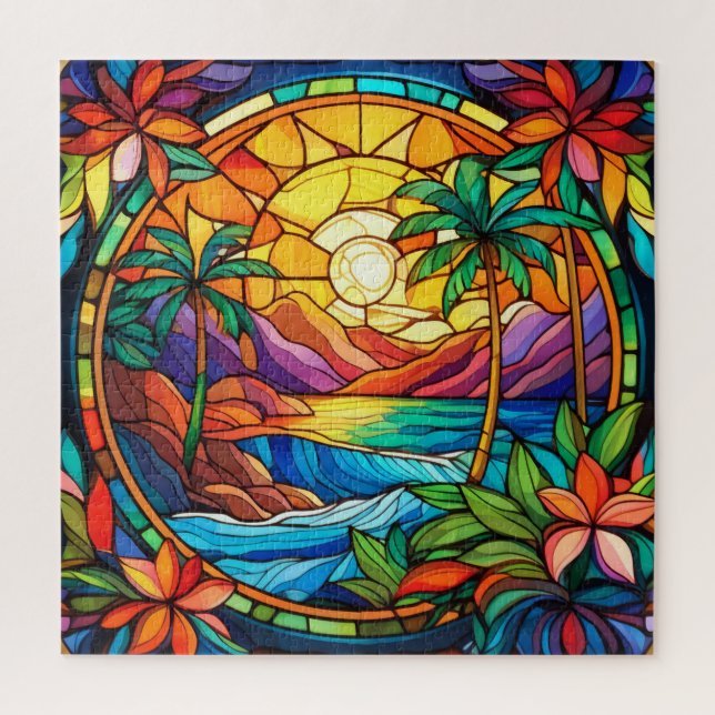 Hermoso rompecabezas de arte de vidrio con manchas (Vertical)