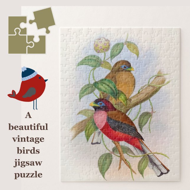 Hermoso rompecabezas de Ilustracion de pájaro vint (This vintage bird jigsaw makes a great gift for puzzle-lovers!)