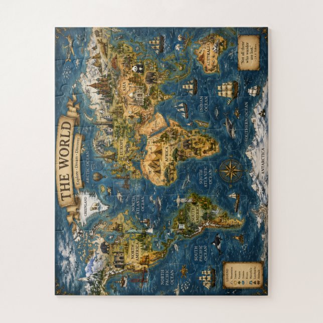 Hermoso rompecabezas de mapa mundial (Vertical)