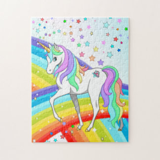 Hermoso rompecabezas de Unicornio, Arcoiris y Estr
