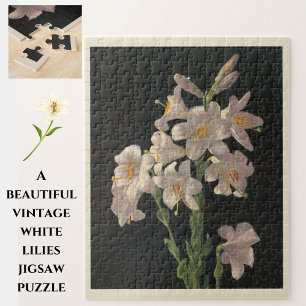 Hermoso rompecabezas Vintage White Easter Lilies