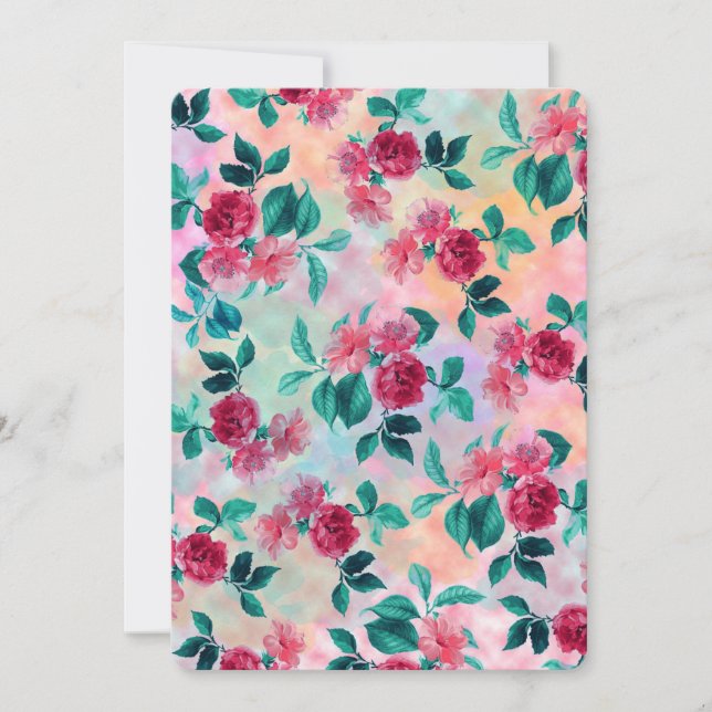 Hermoso rosa de acuarela romántico patrón floral (Anverso)