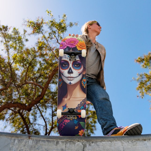 Hermoso Skateboard de Cráneo de Azúcar (Exterior 1)