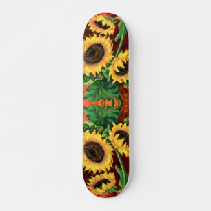 Hermoso Skateboard de tres girasoles - Pintura