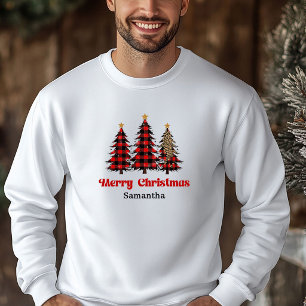 Hermoso Suéter Navideño de Cuadros con Árbol