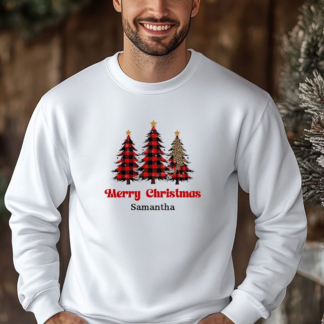 Hermoso Suéter Navideño de Cuadros con Árbol (Lovely Plaid Tree Christmas Pullover Festive Outfit)