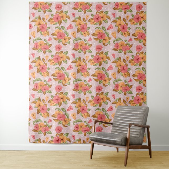 Hermoso tapiz de pared floral Personalizado (In situ)