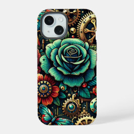 Hermoso tema de engranajes y rosas Steampunk