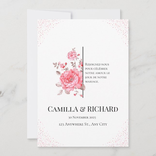 Hermoso template de invitación de boda (Anverso)