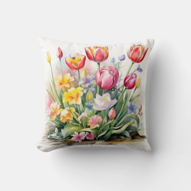 Hermoso Tulip Tulips Cojín decorativo de flores (Anverso)