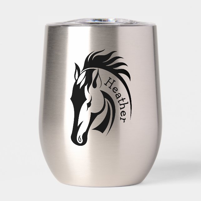 Hermoso Tumbler de Vino Termal de Caballo (Frente)