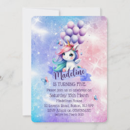Hermoso unicornio con invitaciones temáticas de gl