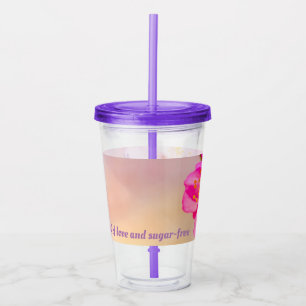 Hermoso vaso de acrílico con flores de cerezo Saku