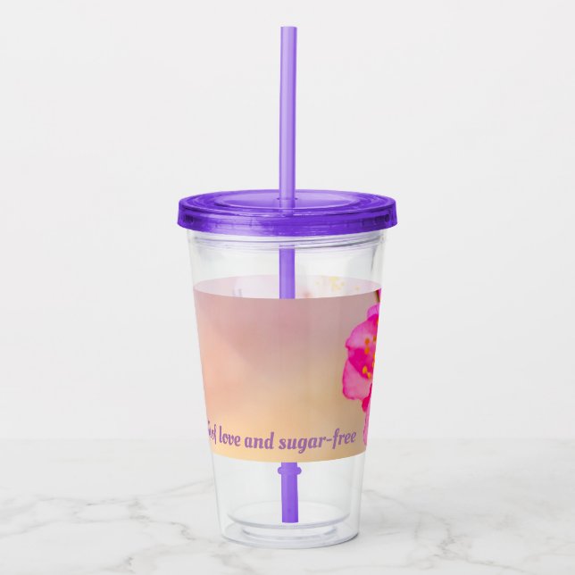 Hermoso vaso de acrílico con flores de cerezo Saku (Anverso)