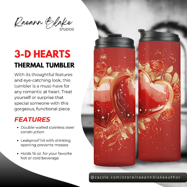 Hermoso vaso térmico de corazones con relieve en 3 (Subido por el creador)